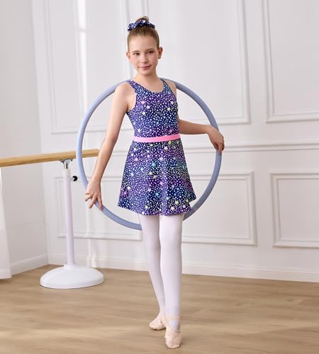Gymnastics Leotard for Girls - Purple Star, 7-8 Years