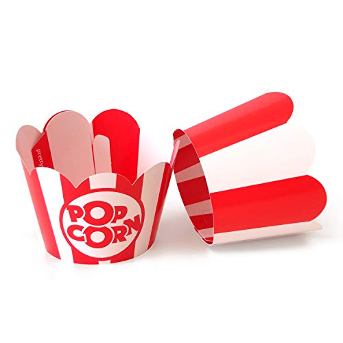 Popcorn Cupcake Wrappers - 48 Count, Adjustable Sizes for Parties