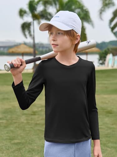Boys Long Sleeve Athletic T-Shirt - Dry Fit V-Neck Performance Top