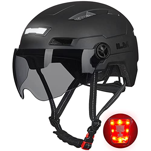 Adult Bike Helmet with LED Light - Matte Black, Large-X-Large