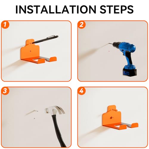 Garage Organizer Trimmer Rack, Garden Power Tool Hanger Weed Whackers Holder Wall Mounted for Grass Trimmer, Hedge Trimmer, Garage Trimmer, Garden Tools,2 Pack(Orange)