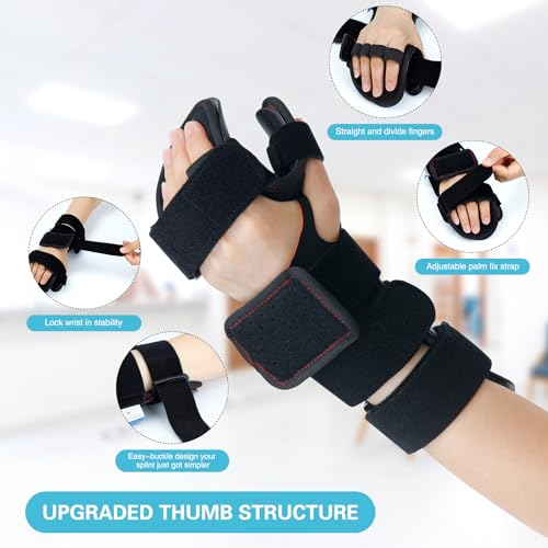 Stroke Resting Hand Splint & Wrist Brace Support Bundle - Prevent Flexion Contractures, Night Immobilizer Wrist Finger Brace with Finger Separator for Stroke Recovery, Arthritis, Tendinitis