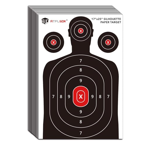 25 Pack Silhouette Shooting Targets - 17x25 Inch for Handguns & Rifles