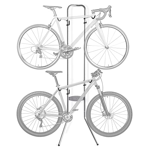 Adjustable Bike Storage Rack - Gravity Stand for 2 Bicycles - Silver