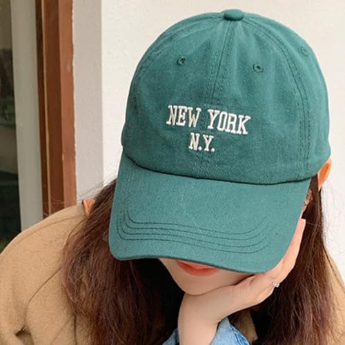 Unisex New York Embroidered Distressed Baseball Cap - Green