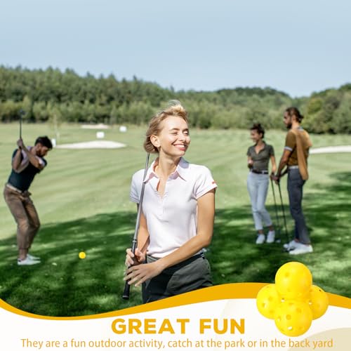 Lunmon Yellow 24 Pack Practice Golf Balls 42mm Plastic Golf Balls for Training