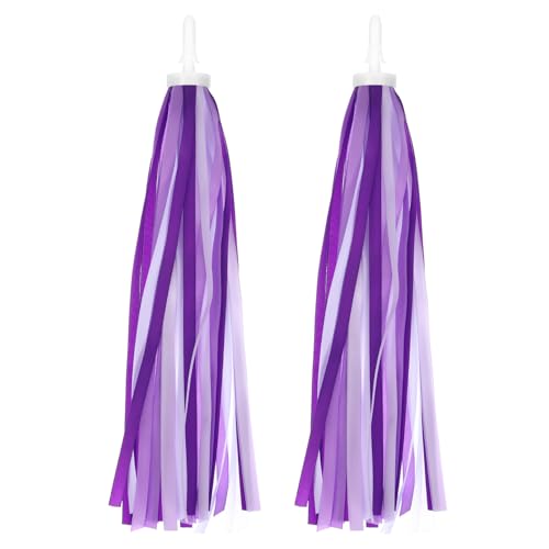 Kids Bike Streamers - Bright Purple & White Handlebar Tassels