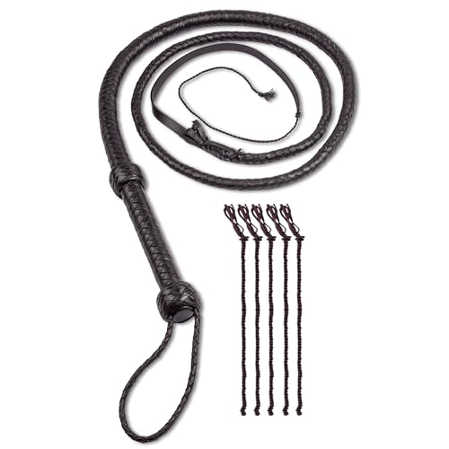HADZAM 4ft Professional Equestrian Cowhide Leather Horse Whip for Livestock Guidance