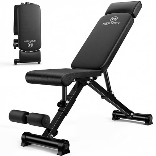 Adjustable Weight Bench - 600 LB Capacity, Foldable, Black