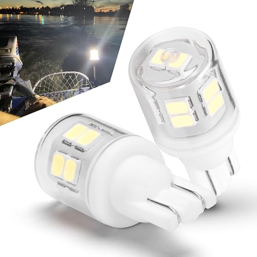 906 T10 Wedge Marine LED Bulb White 6000K Navigation Light, 2-Pack