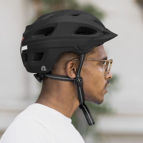 Adjustable Adult Bike Helmet with LED Light - Matte Black