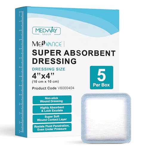 Super Absorbent Wound Dressing Pads - 4"x4", Box of 5