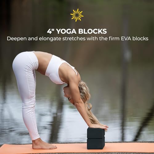 Restorative Yoga Kit - 6 Piece Set with Bolster, Blocks & Blanket - Charcoal