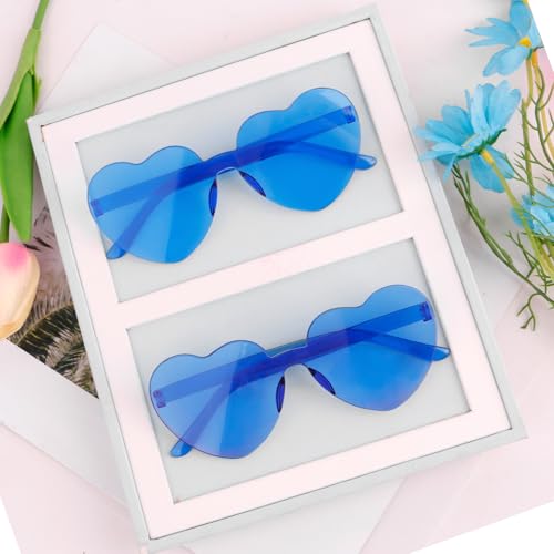 Heart Shaped Rimless Sunglasses - 2 Pairs, Blue