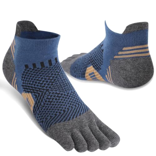 ABTRAV Multicolor Men's Toe Socks No Show Athletic Five Finger Socks Arch Support 9-12