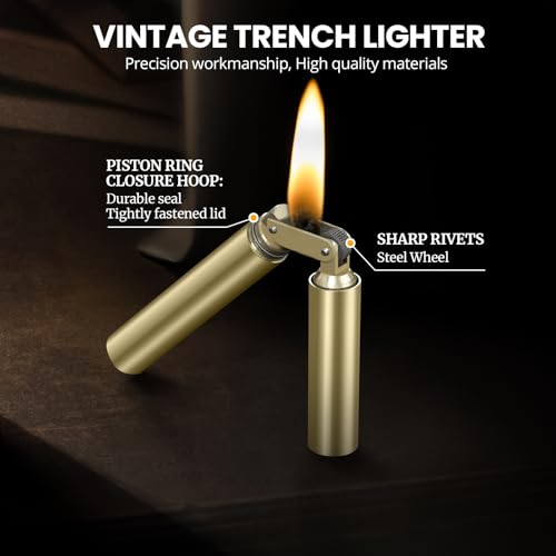 Bronze Vintage Trench Lighter - Copper Refillable Kerosene Lighter, Portable & Reusable