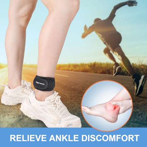 Achilles Tendonitis Brace - Adjustable Ankle Strap with Silicone Pad - Blue