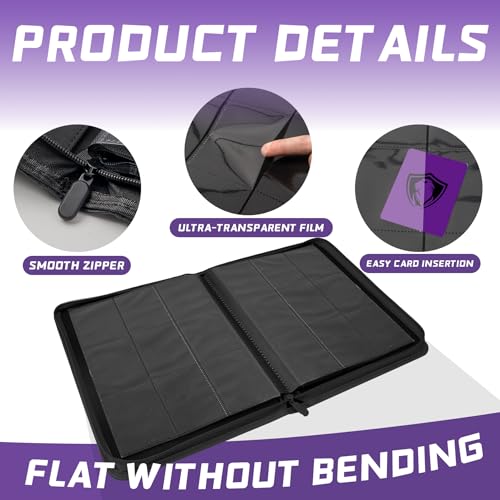 Fonwill 9 Pocket Card Binder with 360 Slots Purple - Trading Card Holder & Organizer