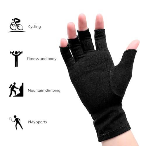 Fingerless Arthritis Compression Gloves for Pain Relief - Black, Medium