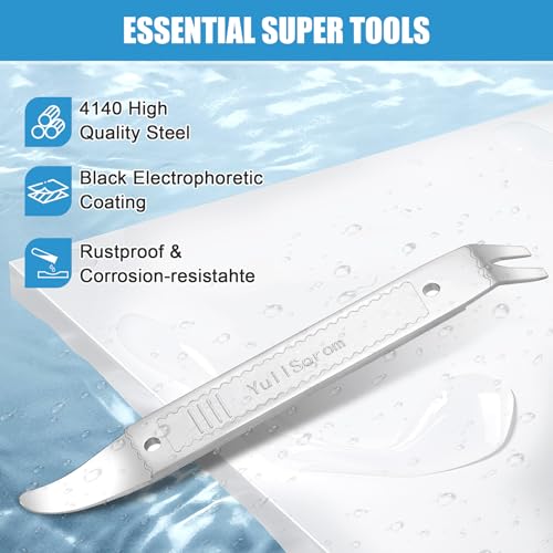 4140 Dual-purpose Steel Pry Bar, Multi-Function Trim Removal Tool for Automotive Panel,Planes Panel, Interior &exterior Trim Removal (Silver Pry Tool 1pc)