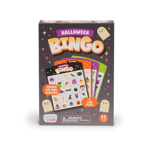 Halloween Bingo Game for Kids & Families - 4 Double-Sided Cards