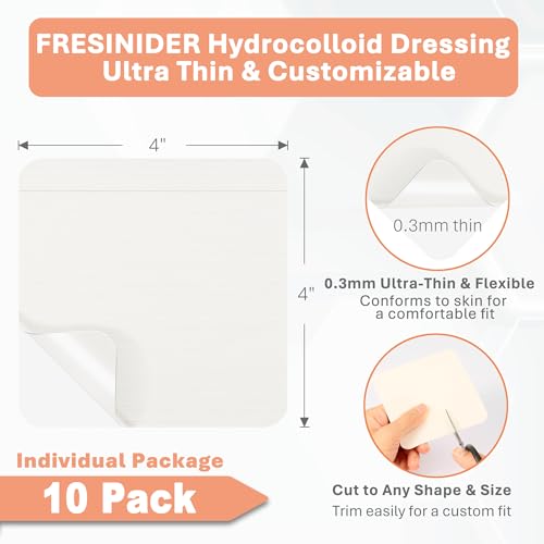 Hydrocolloid Wound Dressing - 4" x 4" - 10 Pack Self-Adhesive Bandages