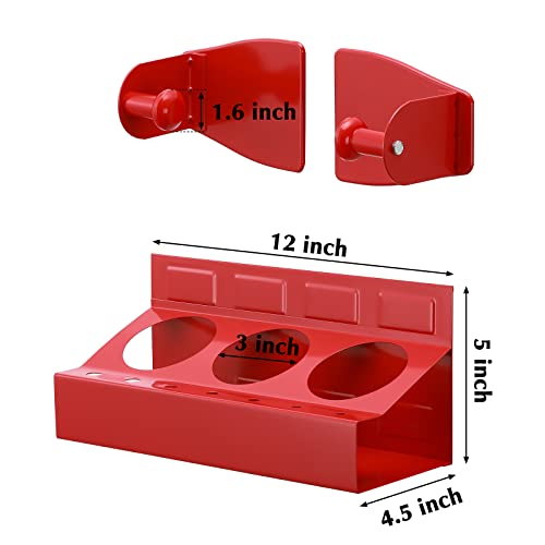 EMENTOL 4PCS Magnetic Tool Shelf Set, Tray, Paper Towel Holder, for Tool Organizer, Magnets Any Metal Surface, Red