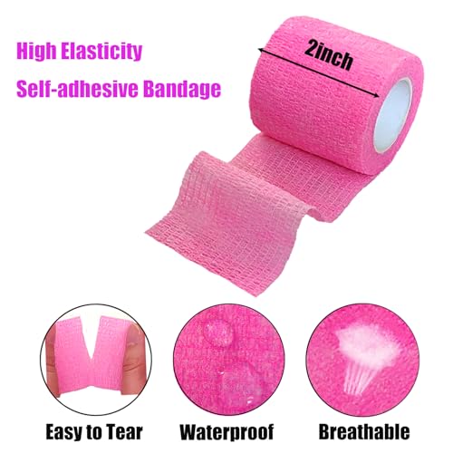 2 Inch Self Adhesive Bandage Wrap - 6 Pack, Pink