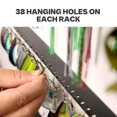 VEYWANE 4-Pack Fishing Lure Wall Mount Racks, 15" Metal Bait Organizer & Rig Holder