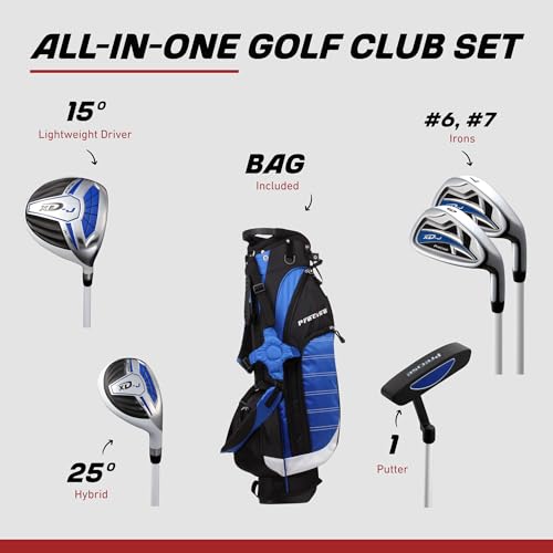 Junior Golf Club Set for Ages 9-12 - Blue, Right Hand, Lightweight Graphite Shafts