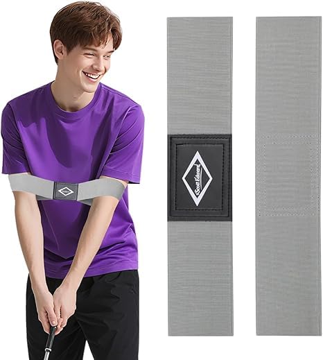 Golf Swing Training Arm Band - Gesture Alignment Aid - Grey, X-Large