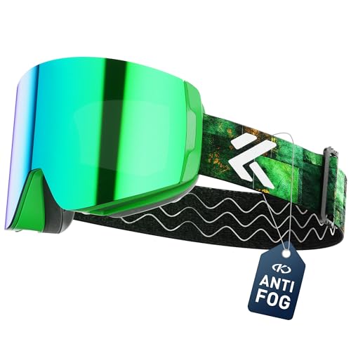 KAPVOE K718 OTG Magnetic Ski Goggles for Men Women – 17 Green S3