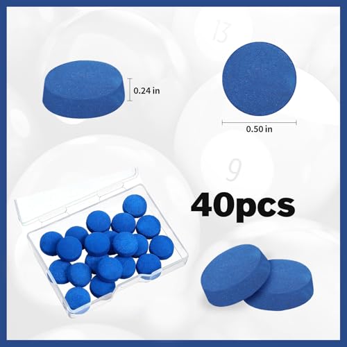 Vefungyan 40pcs 13mm Pool Cue Tips Replacement Kit with 11-in-1 Tool, Chalk & Tips