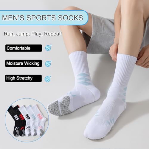 Athletic Crew Socks - 4 Pairs Breathable Cushioned Sports (6-12)