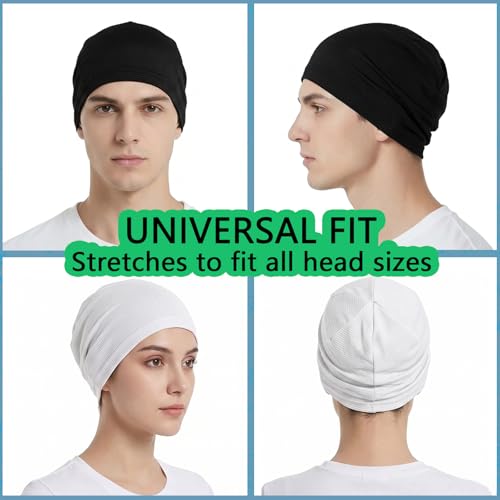 Cooling Skull Cap - 2 Pack Breathable Mesh Running Hat - Black & Dark Gray