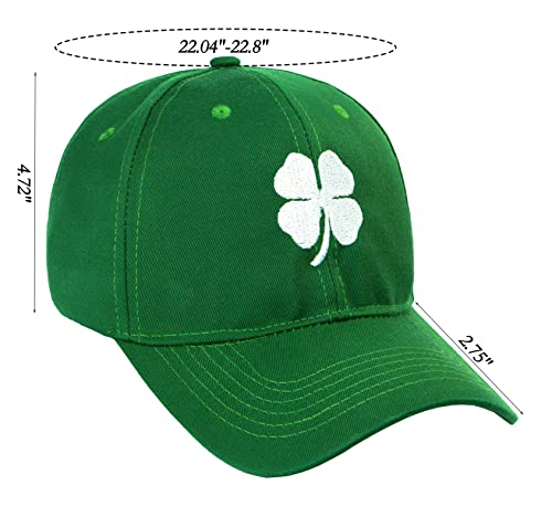 Shamrock Baseball Cap - Irish 4 Leaf Clover Hat for St. Patrick's Day - Medium Green
