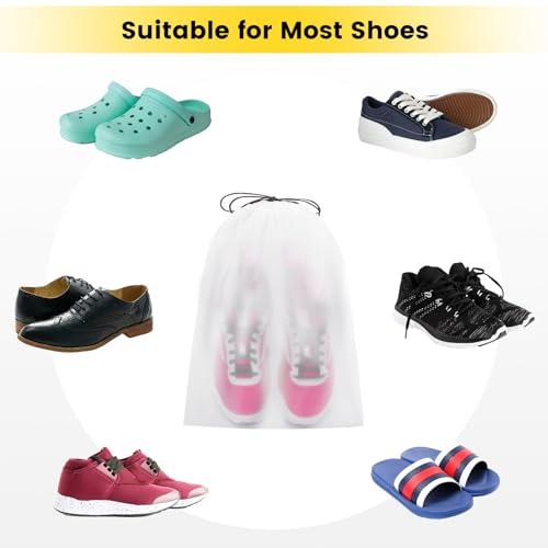 Large Transparent Shoe Bags for Travel - 12 Pcs, Drawstring