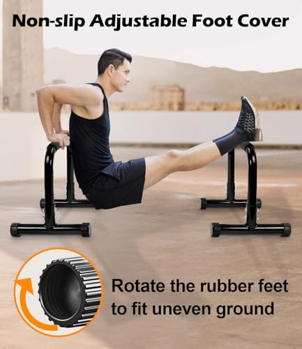 Heavy-Duty Push Up Bar - 14'' Steel Parallettes - Black