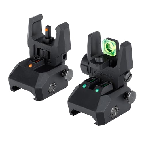 Fiber Optic Flip Up Sights - Foldable Polymer Backup Sight - Black 3