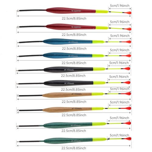 10pcs Balsa Wood Fishing Floats - Multi-Color Slip Bobbers