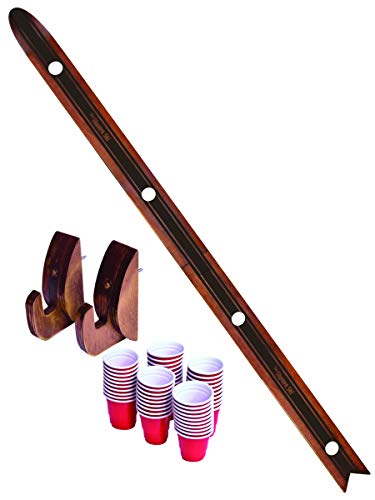 GoPong Slamski White - Retro Wooden 4-Person Ski with Shot Glasses & Wall Mounts