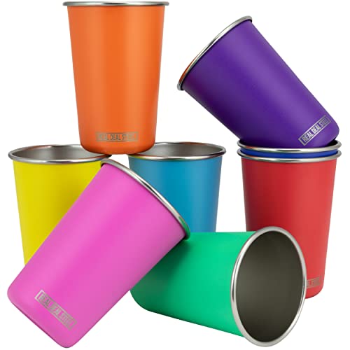 Real Deal Steel Rainbow 16 oz Pint Cups, 8 Pack - Stackable Stainless Steel