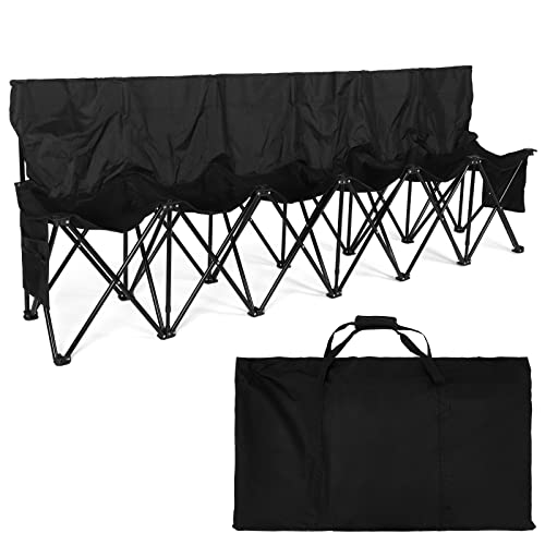 6-Seater Portable Folding Soccer Bench - Classic Black