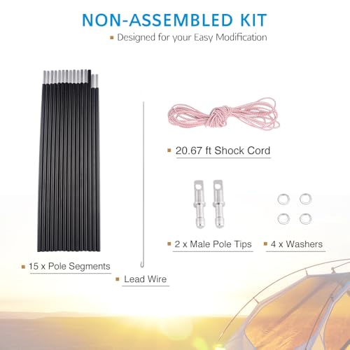 Lightweight Aluminum Tent Pole Repair Kit for Male & Female Ends