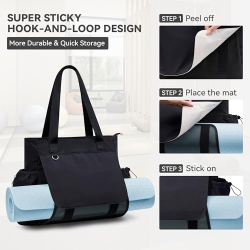 Thick Yoga Mat Bag with Wet Pocket - Lightweight Black Tote