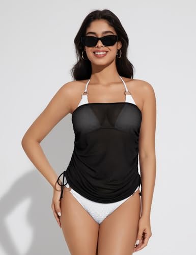 Lecieldusoir Women’s Medium Black Drawstring Swim Cover Up Skirt — Bathing Suit Wrap