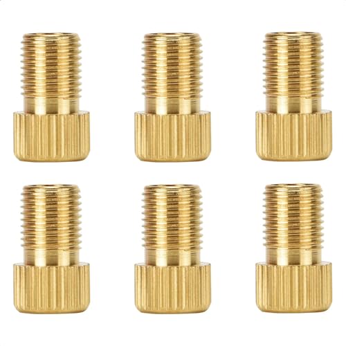 6 PCS Brass Presta to Schrader Valve Adapters for Bicycle Tire Inflation