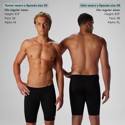 Speedo Endurance+ Men's Swim Jammers - Solid Black, 38 - Quick Dry & Chlorine Resistant