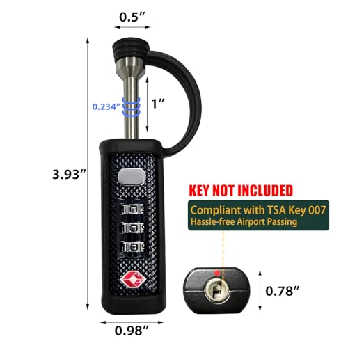 TSA-Approved Gun Case Lock - 3-Dial Combo Padlock, Black - 2 Pack