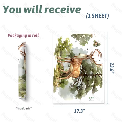 Standing Deer and Tree Wall Decal Nursery Forest Animal Wall Sticker Removable Peel and Stick Wall Art Decor for Kid Baby Classroom Preschool Living Room Playroom Bedroom School